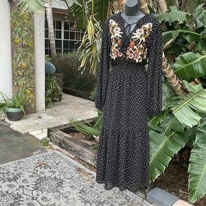 Floral Embroidered Black Dress